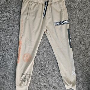 Echo Tan Joggers with Black & Orange Graphic Accents